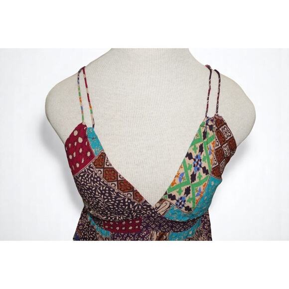 Boho Patchwork Cami Top – Fits Like Small – Banjara Print – Adjustable Spaghetti - Picture 4 of 6